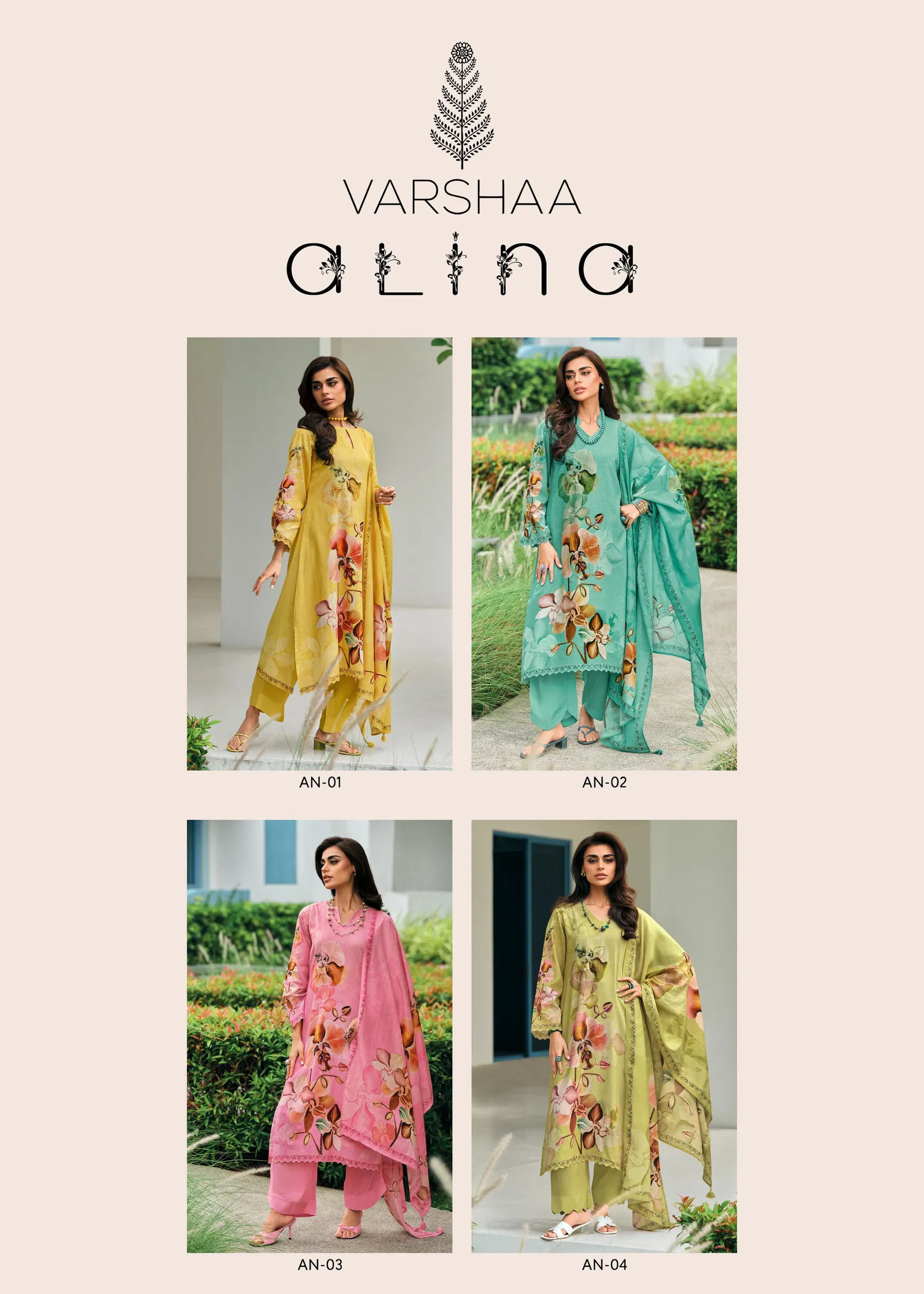 Alina By Varsha Cotton Linen Printed Salwar Suits Exporters In India